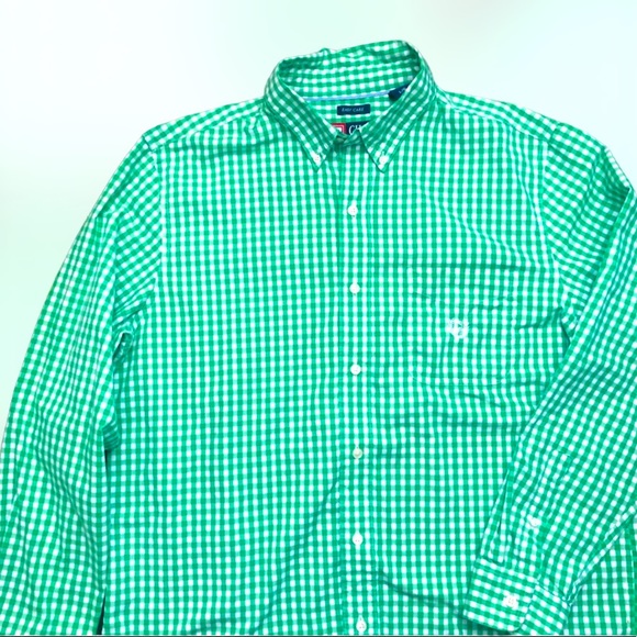 CHAPS Easy Care Men's LARGE Bright Green Long Sleeve Button Up Shirt - Picture 1 of 4